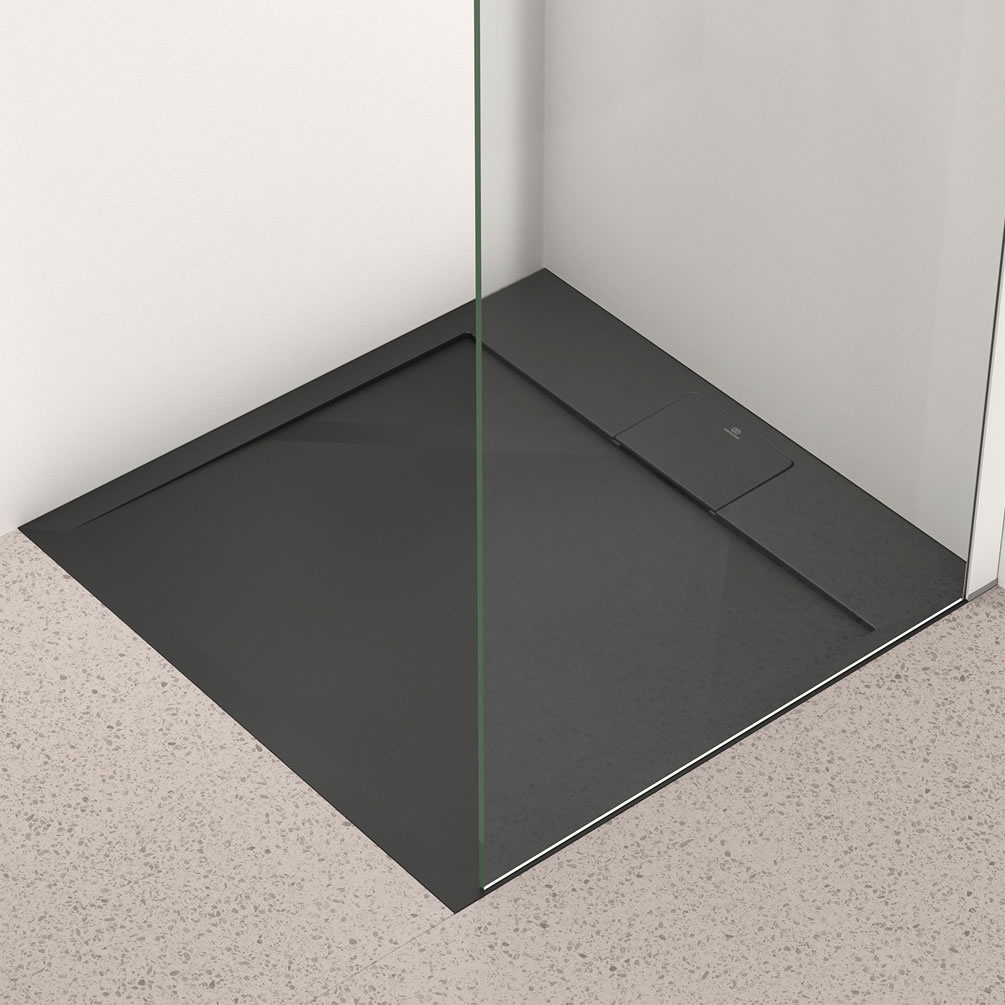 Lifestyle image of Ideal Standard i.life Ultra Flat S Jet Black 800mm Stone Resin Shower Tray